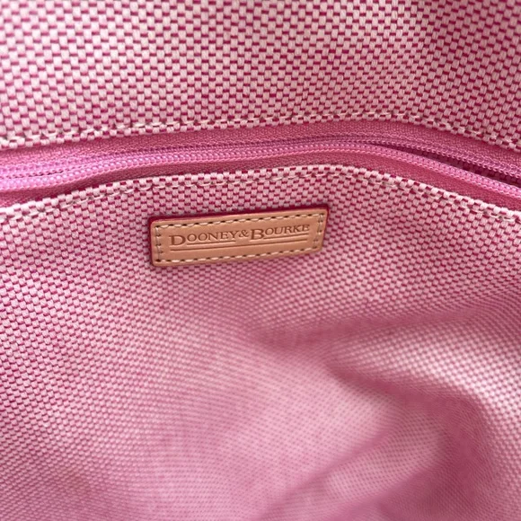 Dooney Bourke Red Signature Jaquard Canvas Leather Tote. - Picture 10 of 13